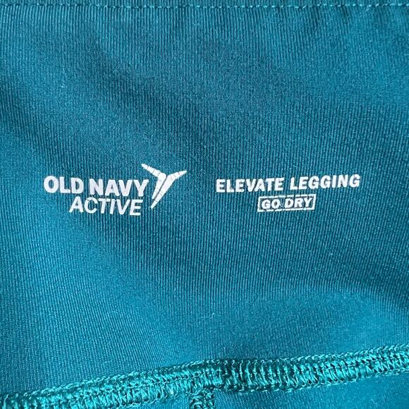 OLD NAVY Mid-Rise Elevate Side-Pocket Crop Leggings Mesh Trim Teal Size Large - Picture 10 of 13